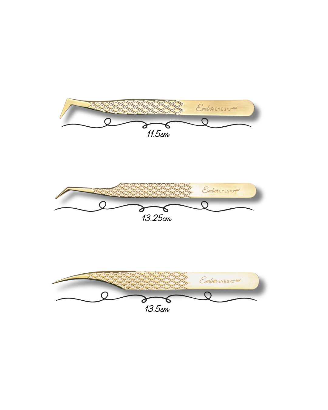 Essential Lash Tweezer Trio – 45° Angled, 90° Boot, and Dolphin Tweezers